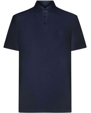 Giorgio Armani Interlock Cotton Polo Shirt - Blue