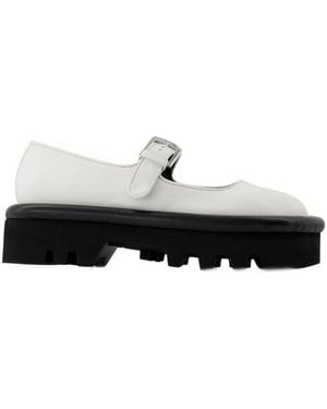 JW Anderson Bumper Dikke Flats In Wit Leer - Zwart