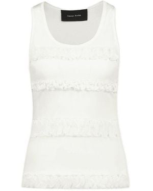 Simone Rocha Gevangen Ruche Franje T -shirt Katoen Wit