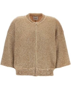 Nude Sequin Cardigan - Natural