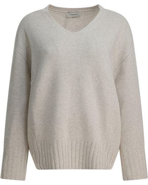 UMARMUNG Pullover aus Wolle und Kaschmir mit V-Ausschnitt - Grau