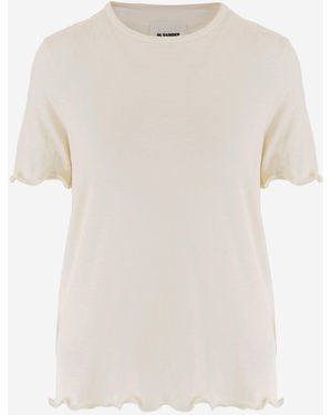 Jil Sander T-Shirt aus Seidenmischung - Natur