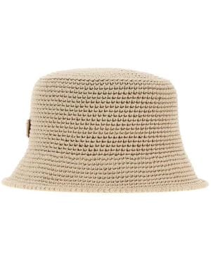 Prada Sand Crochet Bucket Hat - Natural