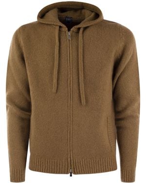 Fedeli Pure Cashmere Hooded Cardigan - Brown
