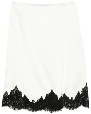 Stella McCartney Jupe Midi En Satin Avec Dentelle - Black