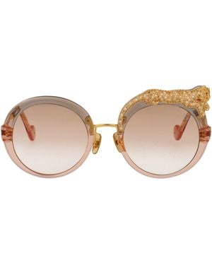 Anna Karin Karlsson Round Sunglasses Rose Et La Roue Crystal Tobacco - Natural
