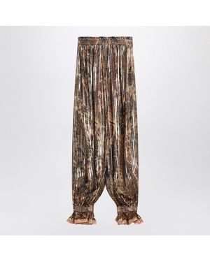 Valentino Pleated Silk Blend Pants - Brown