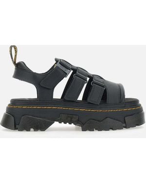 Dr. Martens Mattison3S Schwarze Ledersandalen