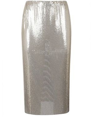 SPORTMAX FASHION Metallic Knit Midi Skirt - Grey