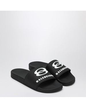 Balenciaga Rubber Slide Sandals For The Pool - Black