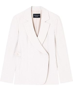Emporio Armani Icon Blazer Aus Fließendem Gewebtem Stoff - Weiß