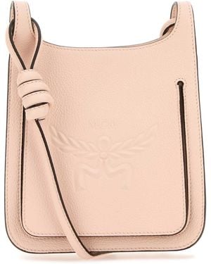 MCM Pastel Pink Leather Mini Himmel Hobo Crossbody Bag