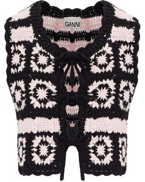 Ganni And Crochet Vest - Black