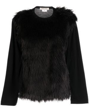 Comme des Garçons Fur-Detailing Long-Sleeve T-Shirt - Nero