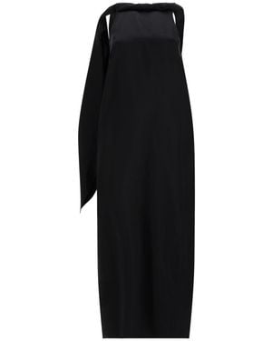Loulou de Saison Silk Draped Halter Midi Dress - Black