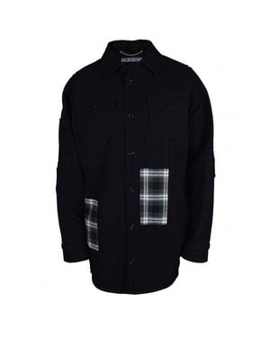 Off-White c/o Virgil Abloh Wool Check Print Patch Coat - Blue