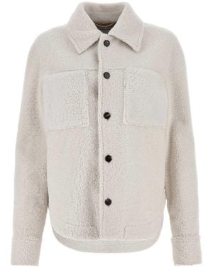 Bottega Veneta Chalk Shearling Oversize Shirt - White