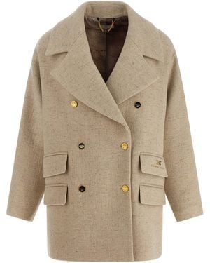Elisabetta Franchi Dubbele Borsten Jas - Naturel