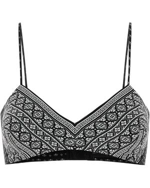 Ermanno Scervino Printed Silk Crop-top - Black