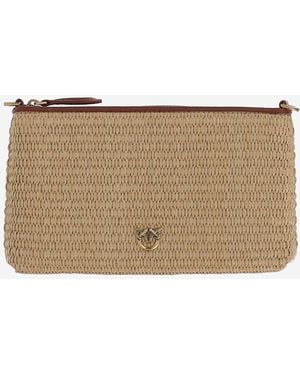Pinko Platte Schoudertas Gemaakt Van Raffia - Naturel