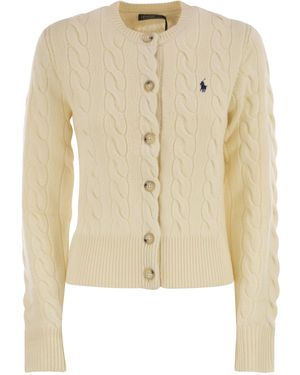 Polo Ralph Lauren Wool En Cashmere Cable Knit Cardigan - Naturel