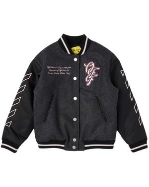 Off-White c/o Virgil Abloh Kids Patch Varsity Jacket - Black