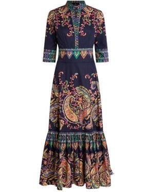 Etro Vestido largo con estampado de paisley de - Azul