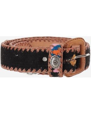 Waitz Design Leather And Fabric Belt - Brown