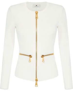 Elisabetta Franchi Zipped Cardigan - White