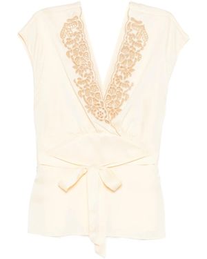 Antik Batik Mariella Bluse Mit Schleifenverschluss - Weiß