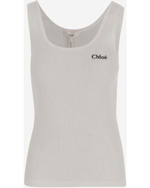 Chloé Camiseta de tanques de algodón de - Gris