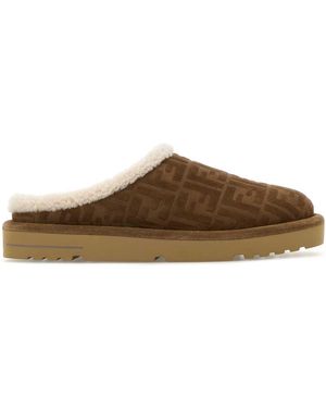 Fendi Suede Slippers - Brown