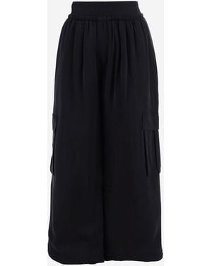 ALAINPAUL Wide Leg Cupro Trousers - Blue