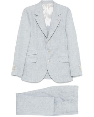 Brunello Cucinelli Linnen Single Breasted Suit - Blauw