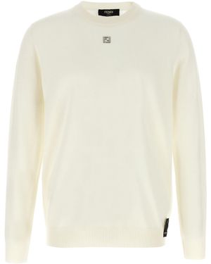 Fendi Ff Logo Sweater Maglioni Bianco-Uomo