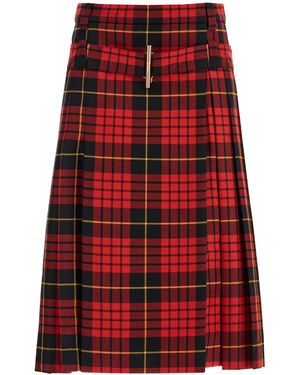McQueen Gonna Tartan A Pieghe - Rosso