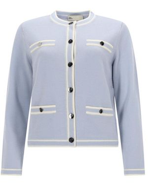 Tory Burch Wool And Sequin Short-Sleeved Sweater - Blue