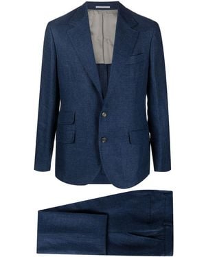 Brunello Cucinelli Linen Leisure Fit Suit - Blue