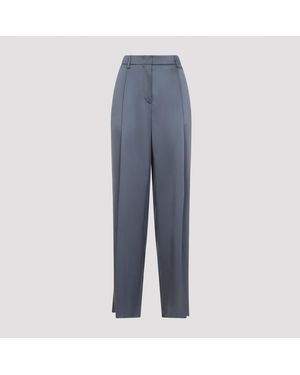 Giorgio Armani Broeken ,Grijs ,Leer Geplooide Zijden Broek - Blauw