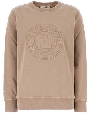 Fendi Cappuccino Cotton Oversize Sweatshirt - Natural