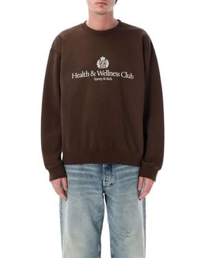 Sporty & Rich Sporty & Rich Sporty & Rich H&W Crest Crewneck Sweatshirt - Brown