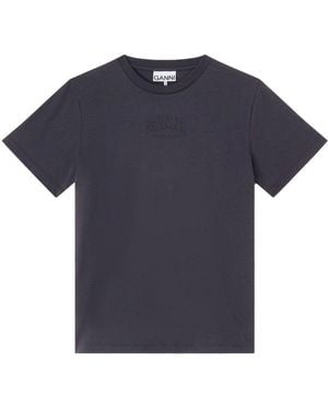 Ganni T-Shirt With Logo - Blue