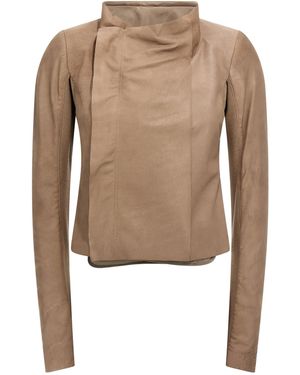 Rick Owens Veste de motard à col basse - Marron