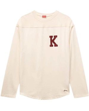 KENZO ' Varsity' Katoenen T-shirt Met Lange Mouwen - Wit