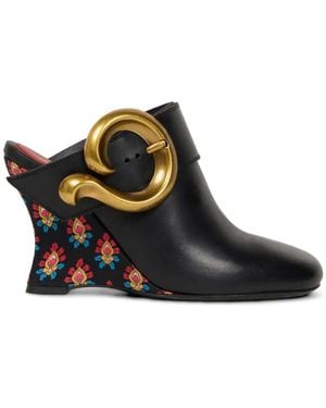 Etro Wedge-Mules Mit Paisley-Schnalle - Schwarz