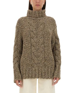 Kiton Knit Oversized Jumper With High Neck - Brown