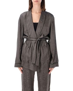 Golden Goose Shawl Pijama Floral Satin Blazer - Grey