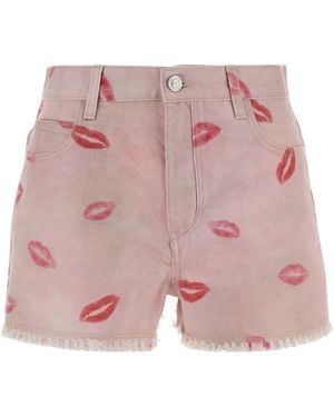 Isabel Marant Printed Denim Lesia Shorts - Pink