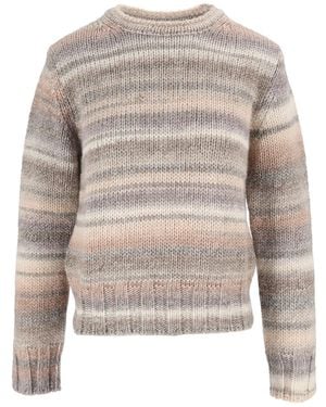 Kangra Cashmere Printed Yarn Knitted Crewneck Jumper - White