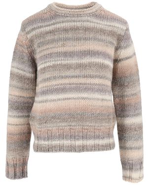 Kangra Cashmere Kangra-Kaschmir-Rundhalsausschnitt aus bedrucktem Garn - Weiß